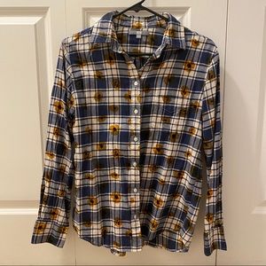 Plaid, flower patterned shirt